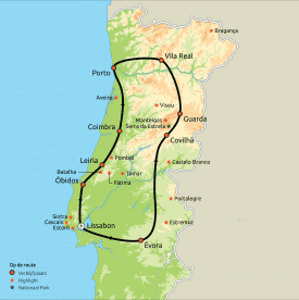 Routekaart Het beste van Midden-Portugal